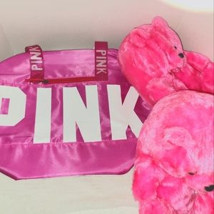 PINK Duffel Bag w/ Slippers